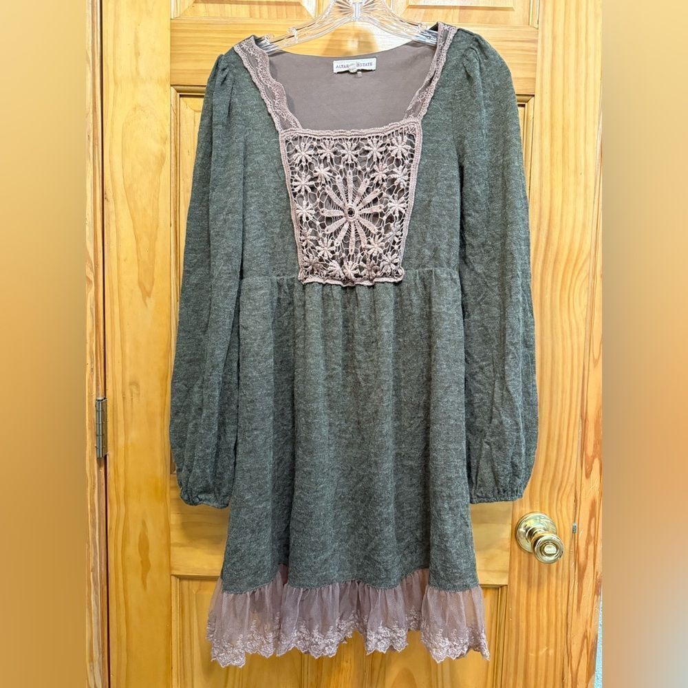 Altar’d State size S long sleeve dress with crochet details
